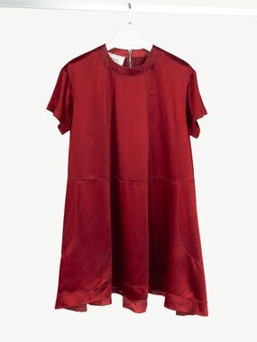 Valentino Red Envers-Satin Swing Dress